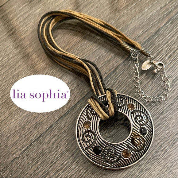 Lia Sophia Jewelry - Lia Sophia “Tempo” Circle Pendant Corded Necklace - Retired